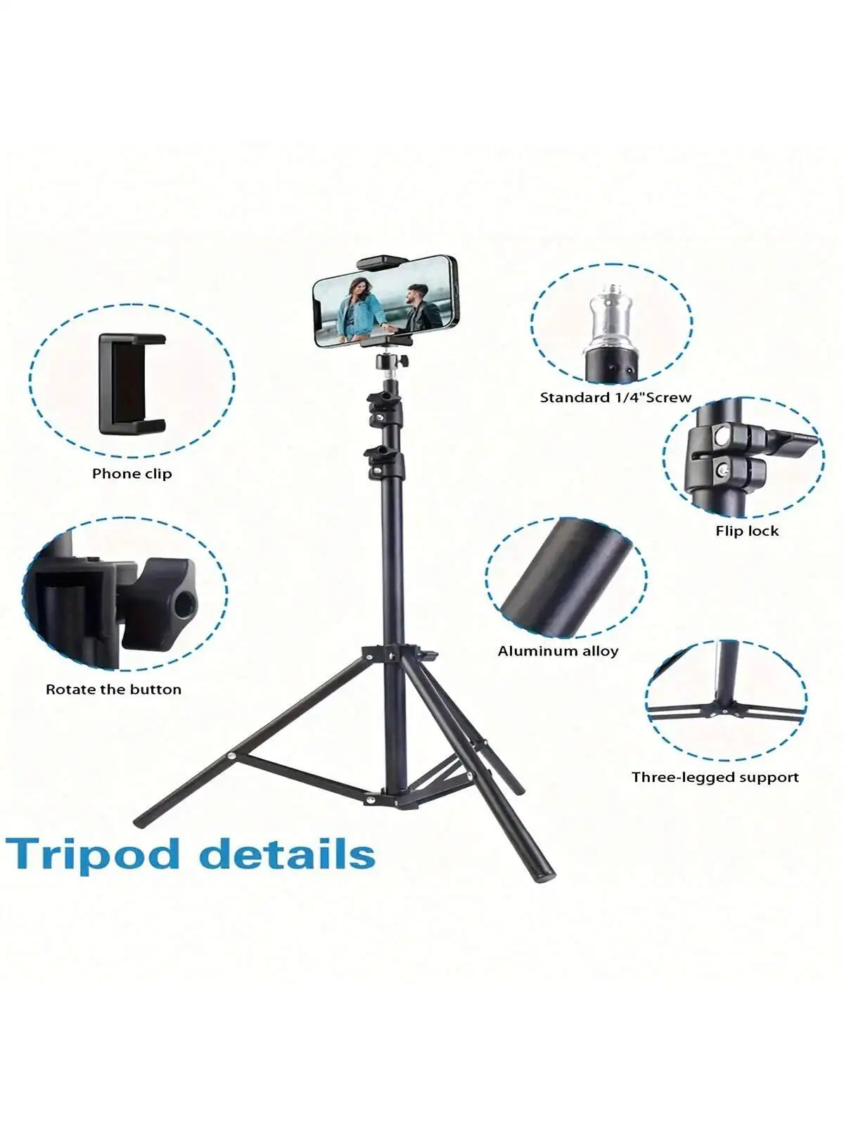 Trépied Multifonction 160 cm avec Support Téléphone
