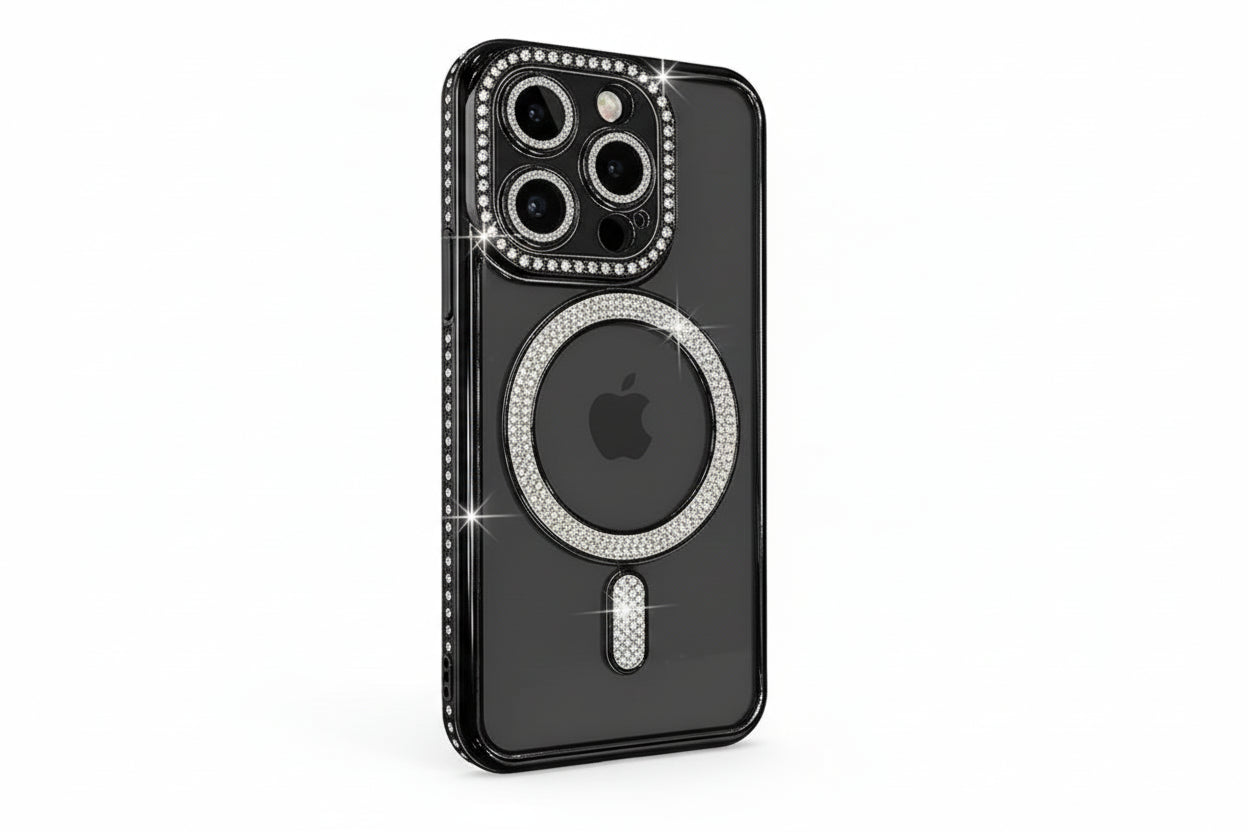 Coque Transparente à Paillettes et Diamants - iPhone