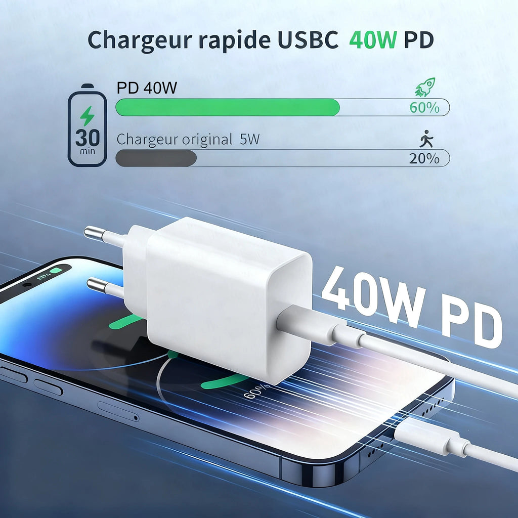 Chargeur Rapide PD 40W USB-C – iPhone